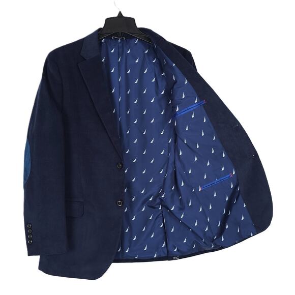 Nautica Men's Modern-Fit Active Stretch Corduroy Sport Coat Navy Solid 38R NWT - Picture 2 of 7